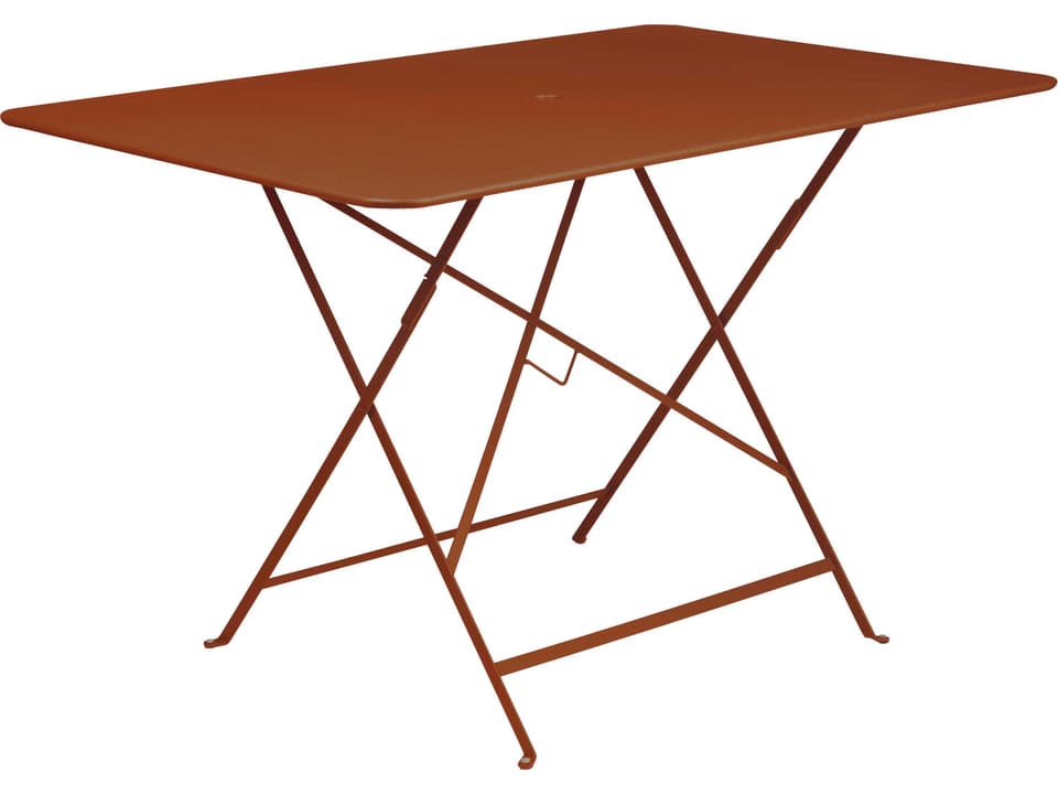 Bistro 46-Inch Rectangular Steel Folding Dining Table with Umbrella Hole