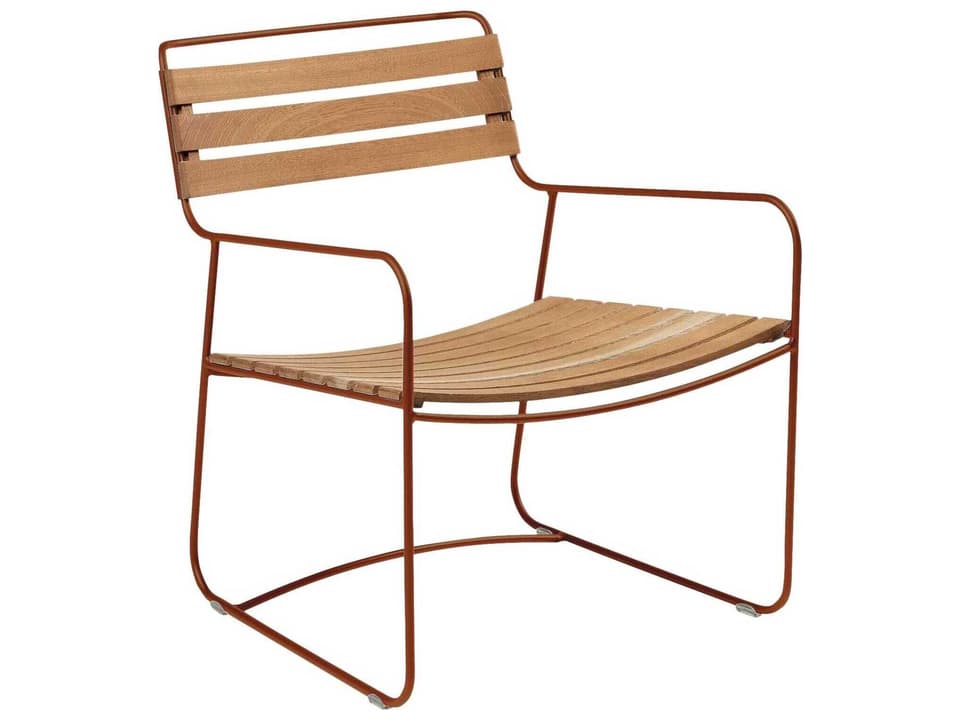 Surprising Steel Teak Low Armchair