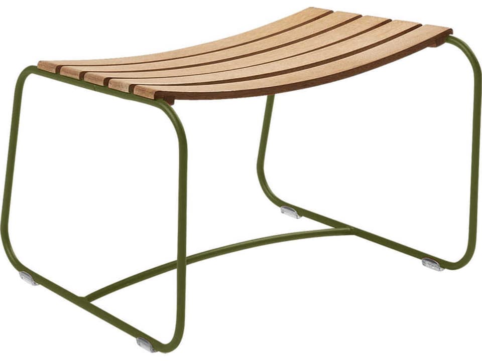 Surprising Steel Teak Ottoman