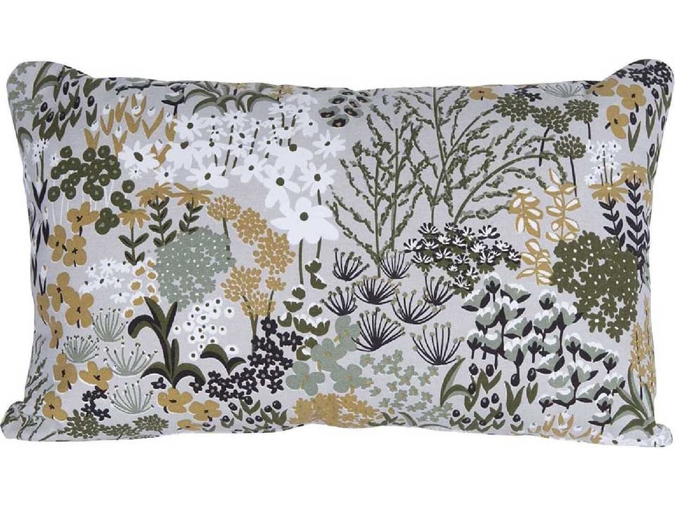 Bouquet Sauvage Champetre Outdoor Pillow in Clay Grey