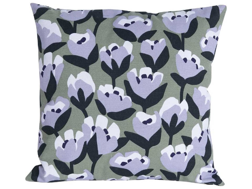 Bouquet Sauvage Tulipe 17 Inch Square Outdoor Pillow in Marshmallow