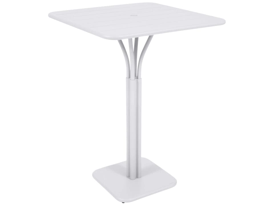 Luxembourg 31.5 Inch Square Aluminum Umbrella Hole Bar Table