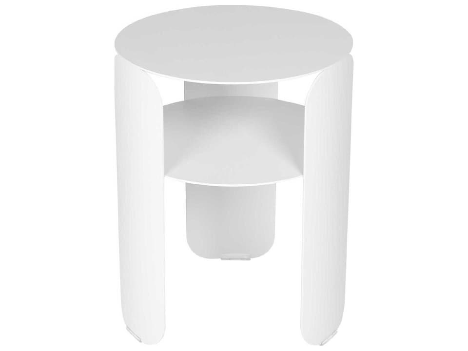 BeBop 14-Inch Round Aluminum Side Table with Shelf