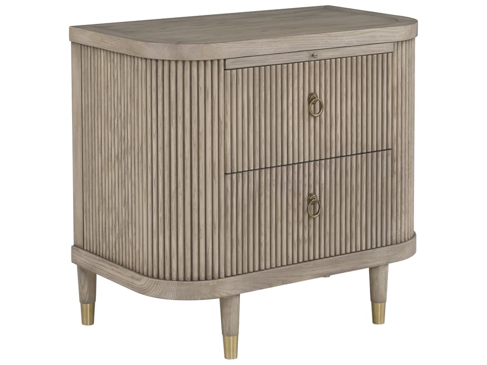Everett 2-Drawer Demilune Nightstand in Biscotti Red Oak