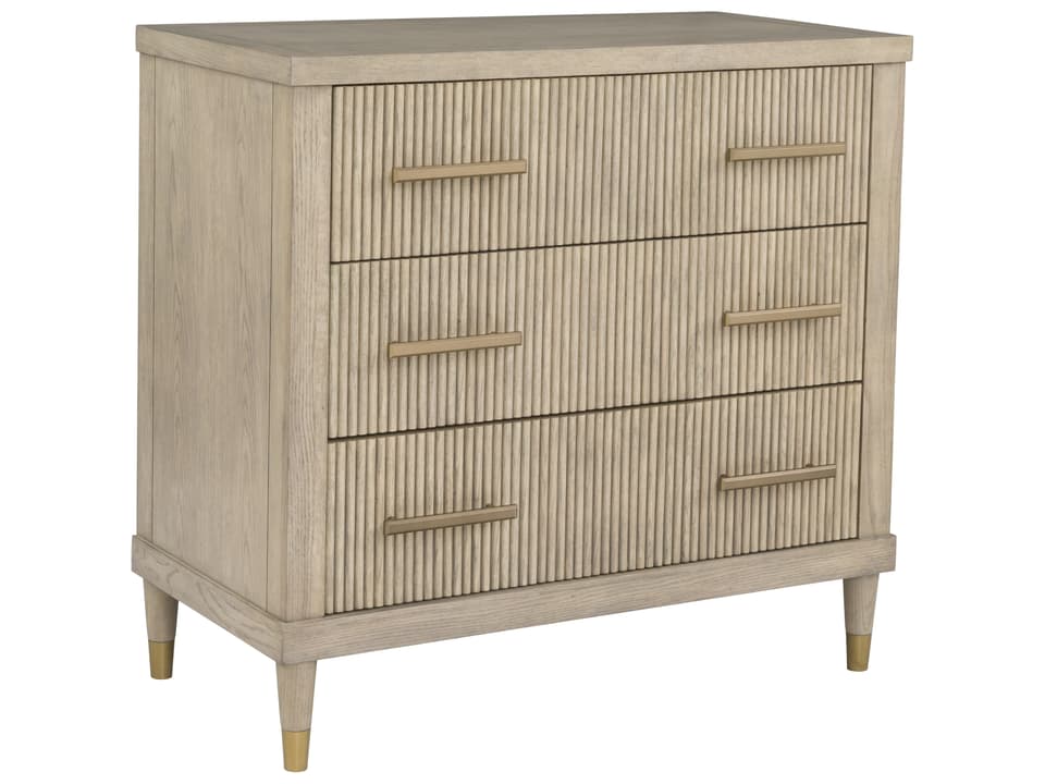 Everett 3-Drawer Natural Red Oak Dresser with Brass Hardware