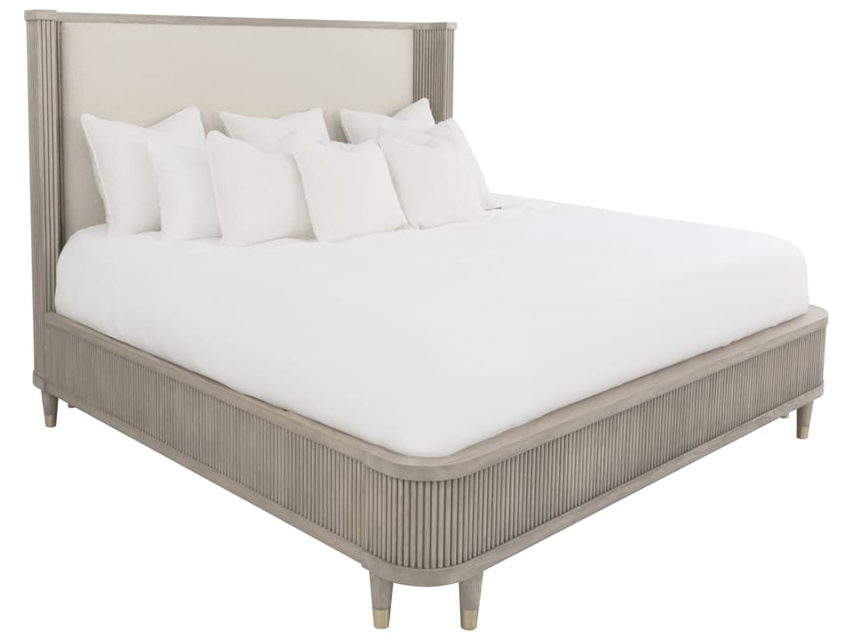 Everett Upholstered King Platform Bed in Beige