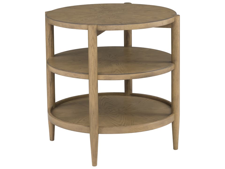 Maxwell Round Wood End Table Mid-Century Modern Sunlit Oak