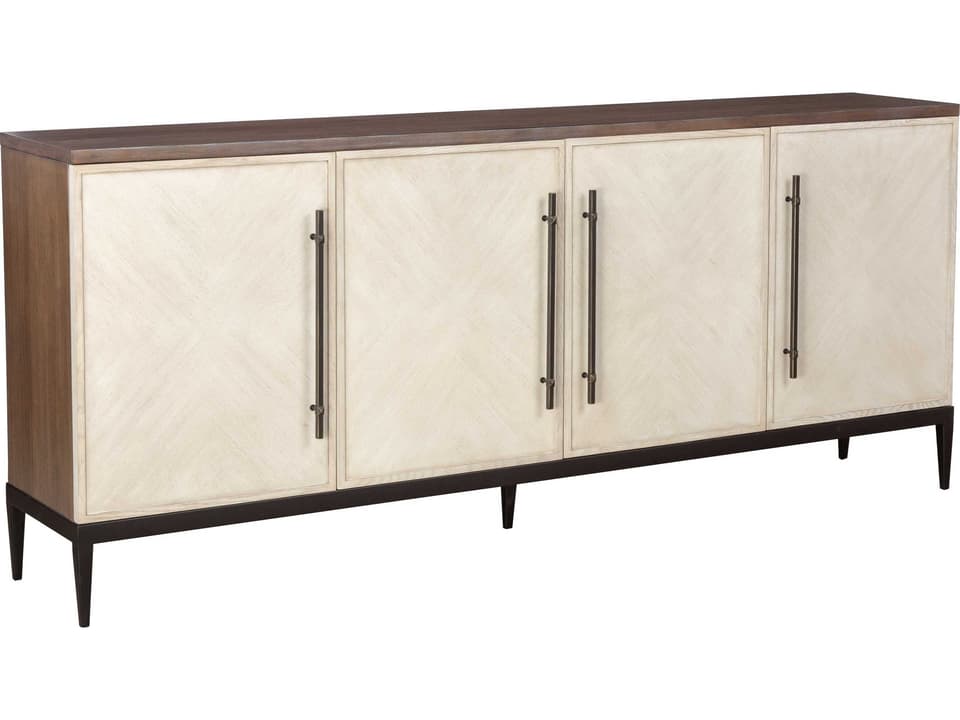 Phoenix 80-Inch Figured Eucalyptus Credenza in Grecian Clay and Creme Brule