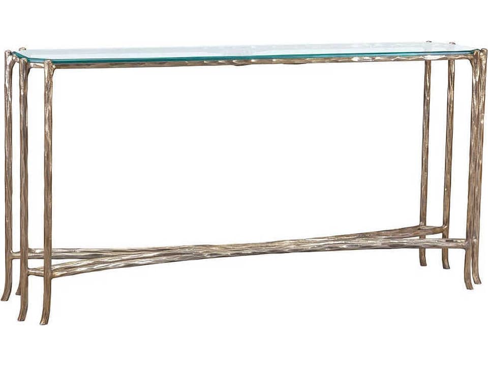 Monier Rectangle Console Table in Antique Gold with Glass Top