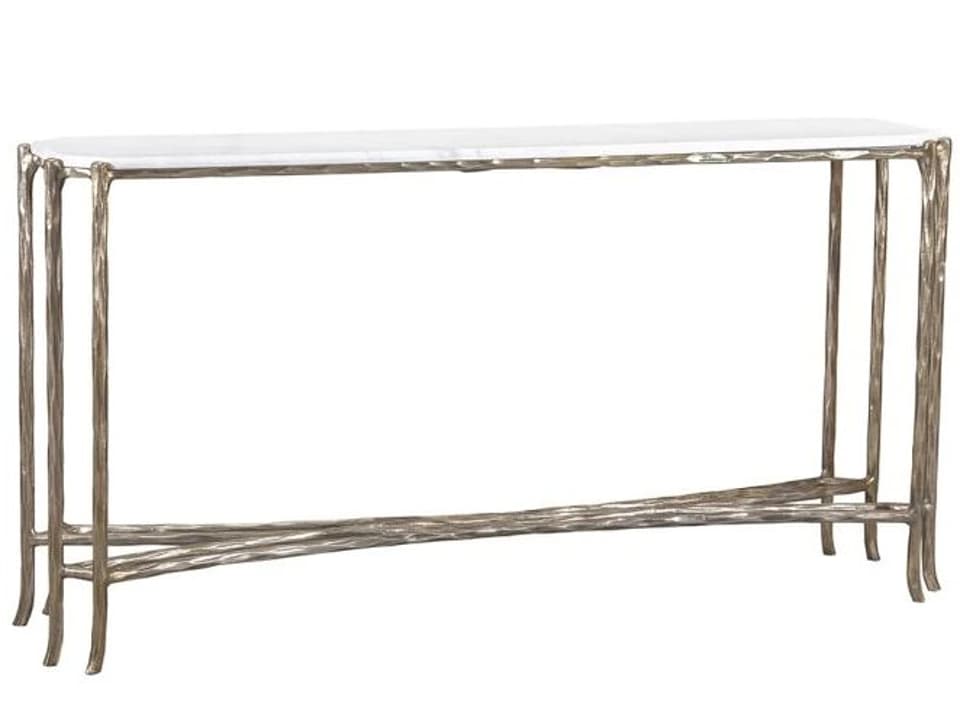 Monier Rectangular Stone Antique Gold Console Table