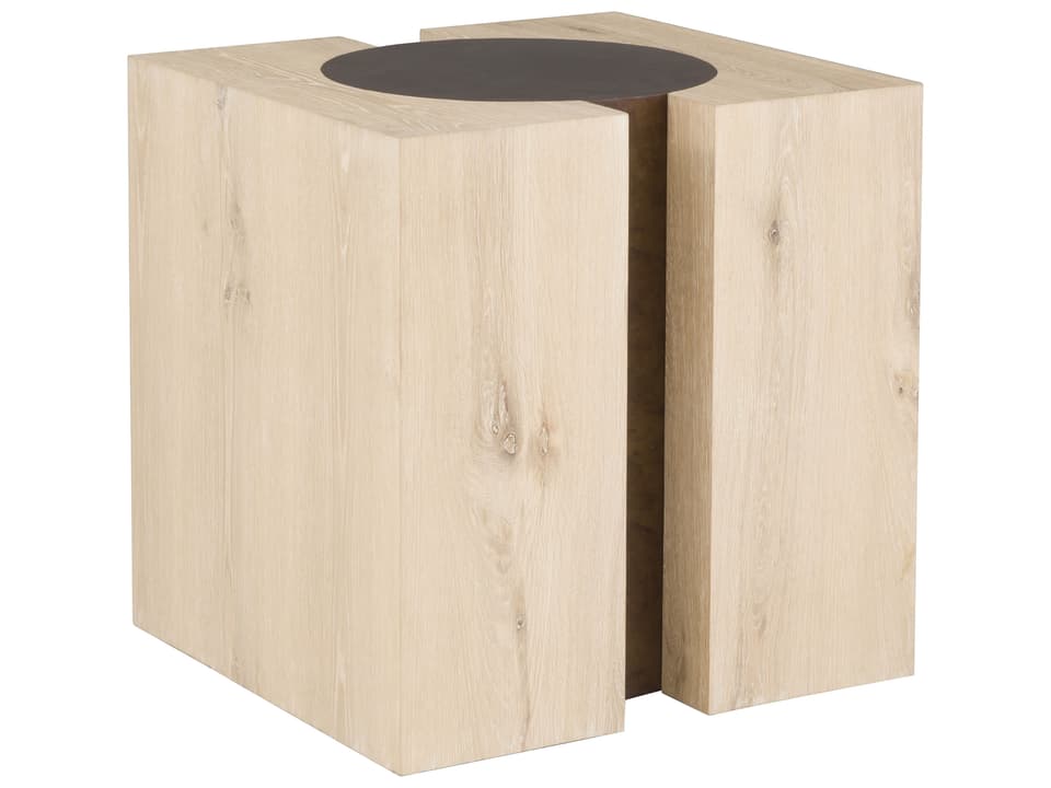 Wyatt Square Wood End Table with Oxidized Metal Fittings