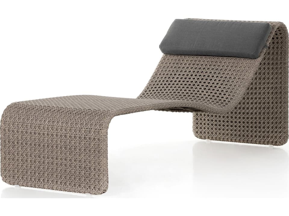 Four Hands Paige Woven Outdoor Chaise Lounge in Weathered Brown