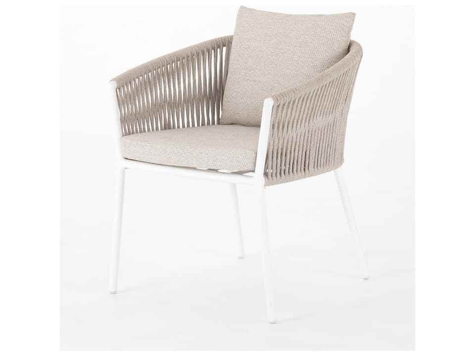 Porto Dining Armchair with Faye Sand Cushion in White