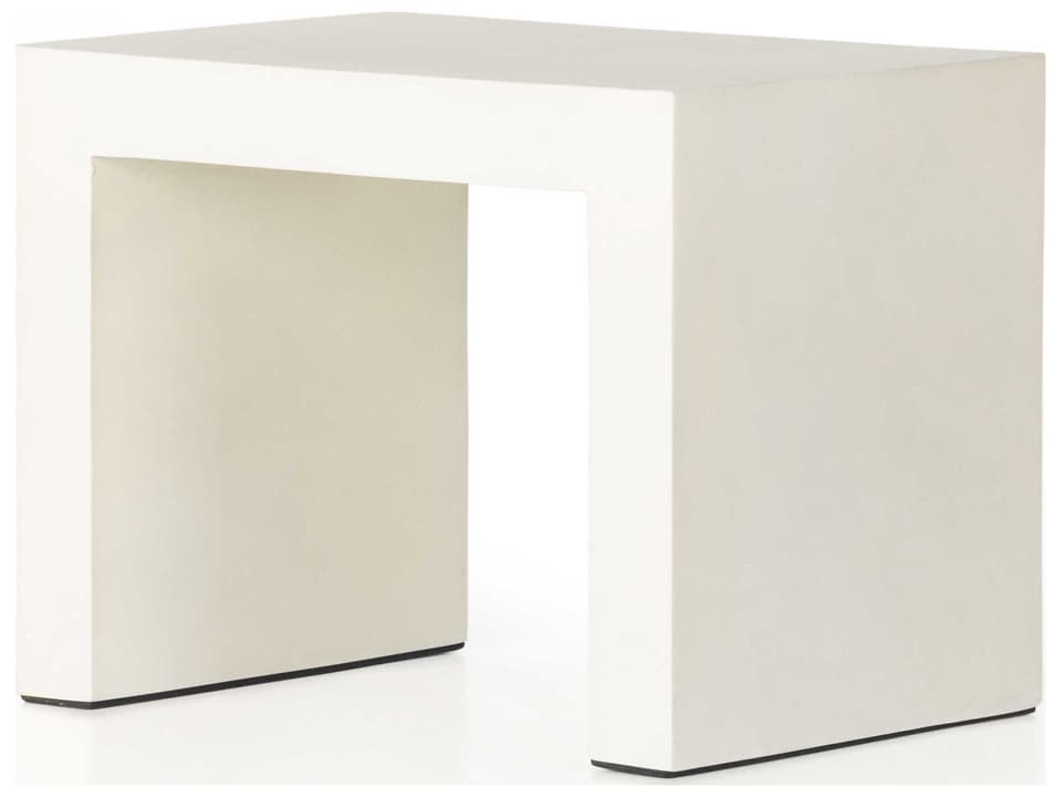 Four Hands Bina Parish Rectangular Concrete End Table in White