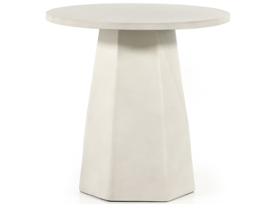 Bowman White Concrete Round End Table