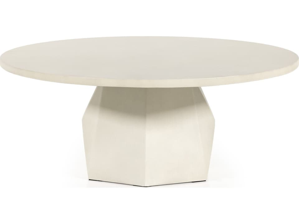 Bowman 40-Inch Round Concrete Coffee Table in White Concrete