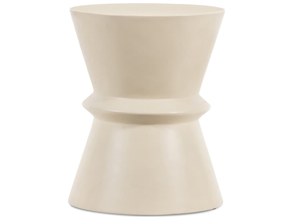 Lina Concrete End Table in Parchment White