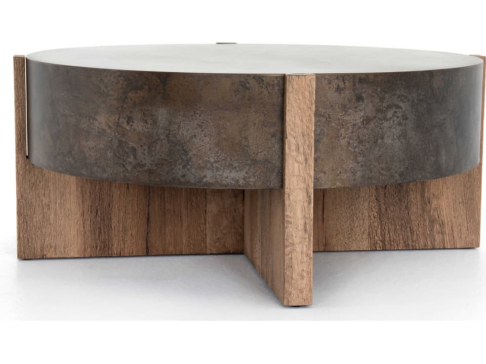 Globetrotter Outdoor Bingham Rustic Oak Wood  41.5" Round Coffee Table