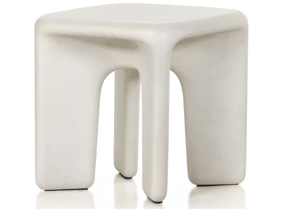 Thayer Dante Square Concrete End Table in White