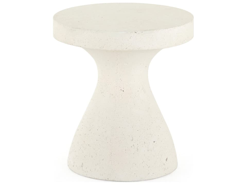 Constantine Textured White Concrete Round End Table