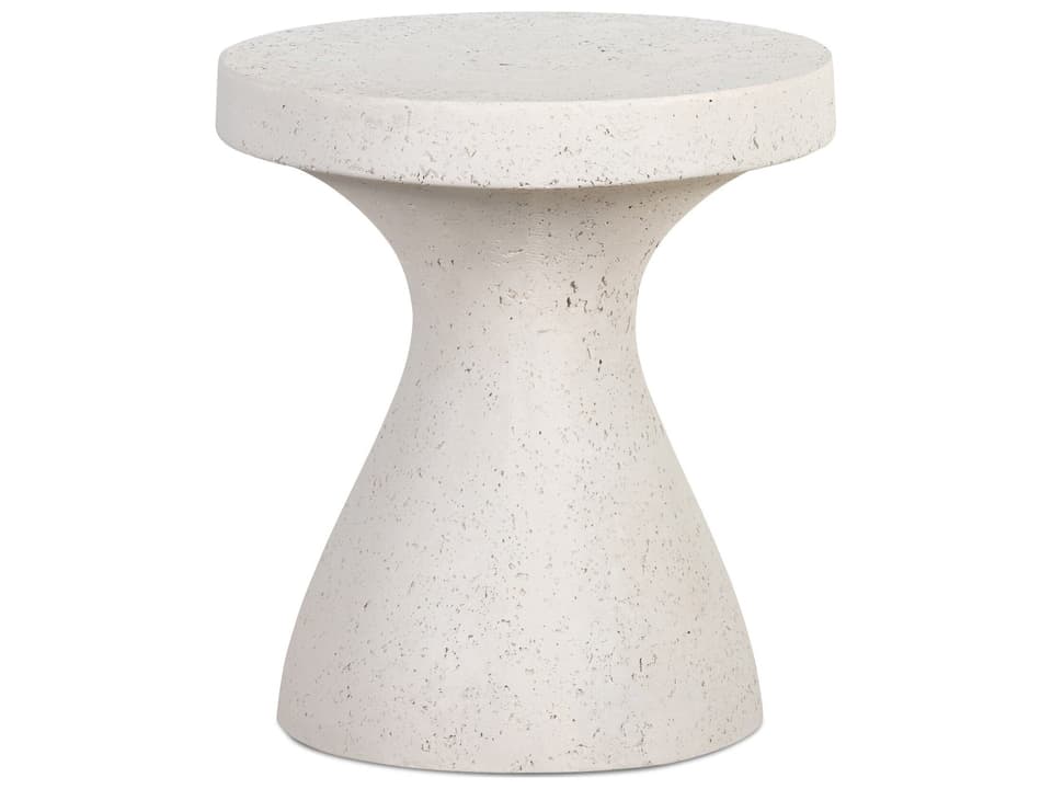 Koda Round Concrete Outdoor End Table in Textured Grey