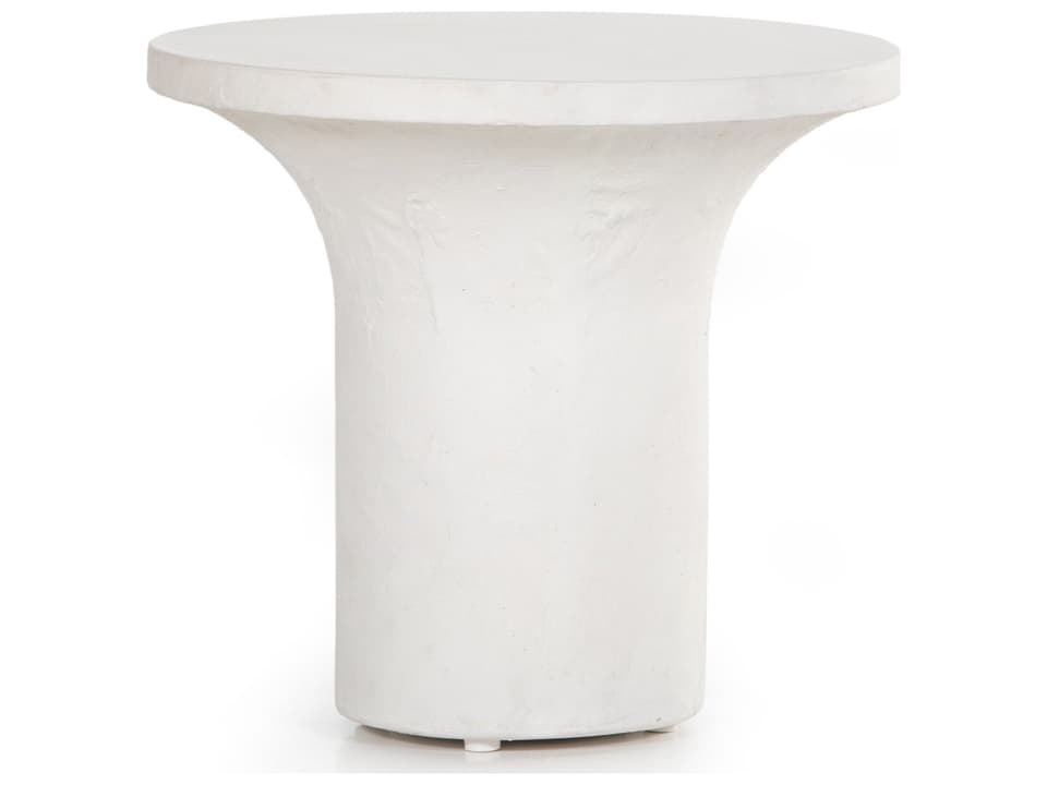 Four Hands Constantine Parra Round Plaster Molded Concrete White End Table