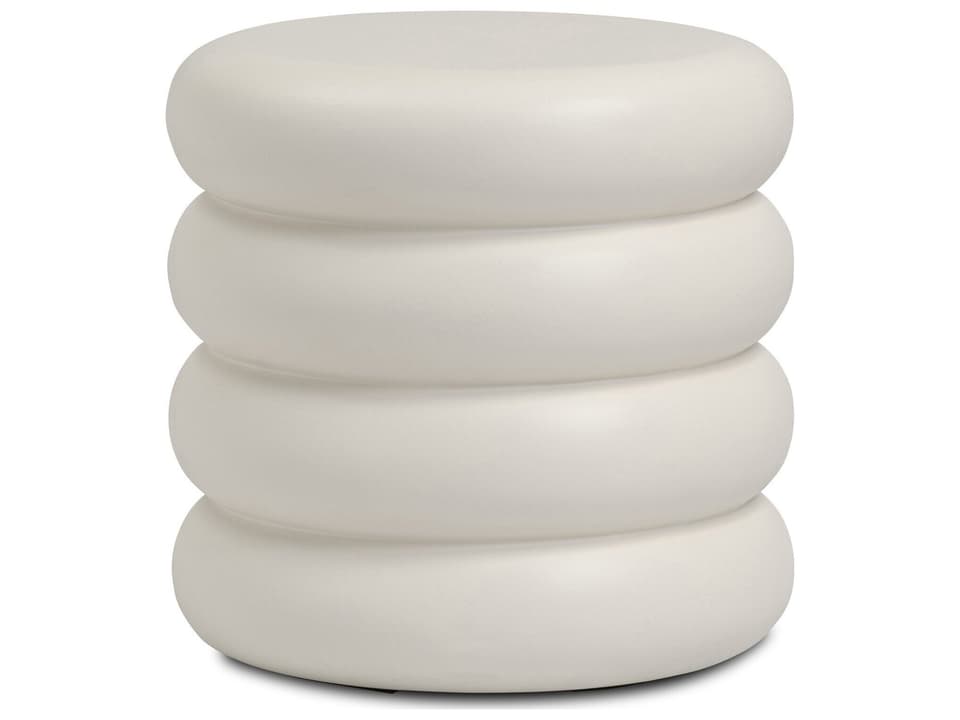 Four Hands Thayer West Round Concrete End Table in Ivory Clay