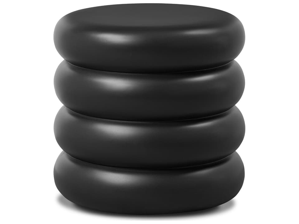 West End Round End Table in Black Concrete