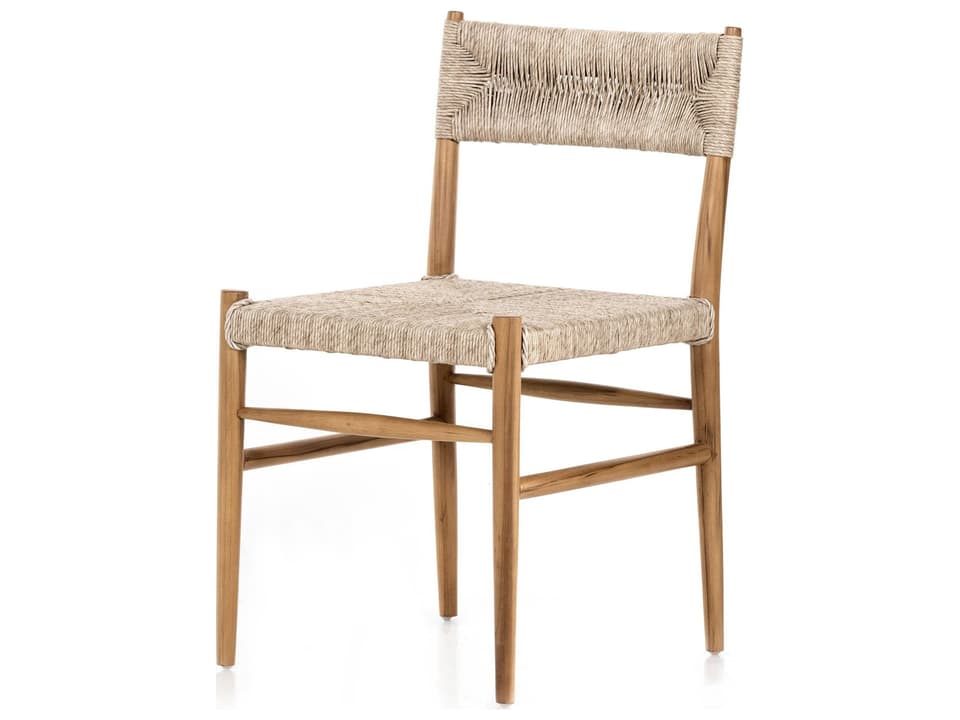 Lomas Natural Teak Dining Side Chair with Vintage White Polyethylene