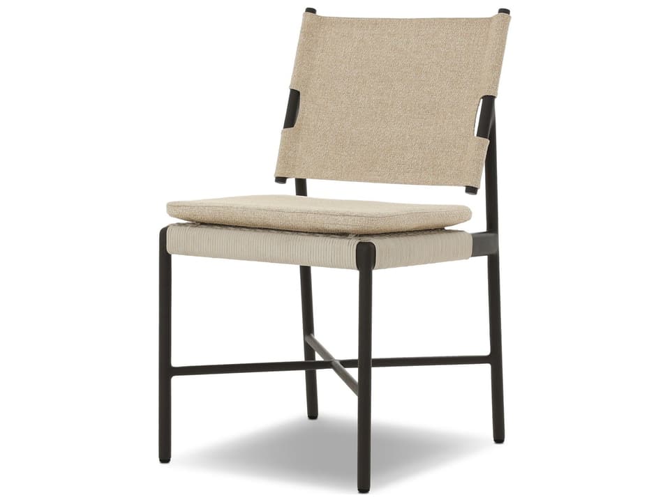 Miller Outdoor Dining Side Chair with Hayes Cream Olefin Cushion