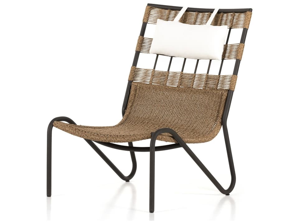 Solano Aluminum Faux Dark Hyacinth Lounge Chair with Natural Ivory Cushion