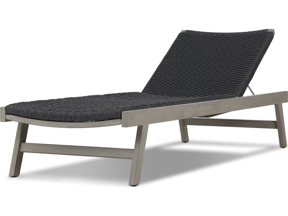 Solano Weathered Grey Teak / Thick Dark Grey Rope Chaise Lounge