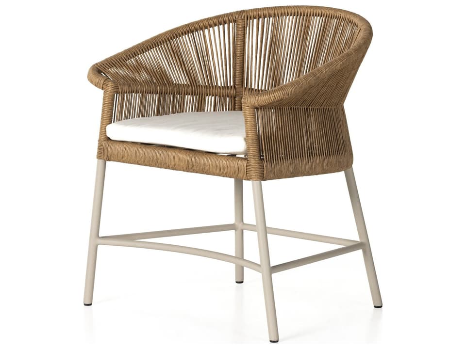Solano Dove Taupe Aluminum Dining Chair with Ivory Cushion
