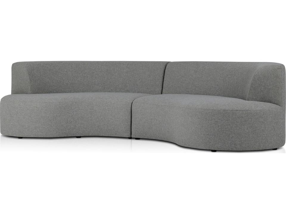 Opal 2-Piece Curved Sectional with Olefin Fabric in Hayes Smoke