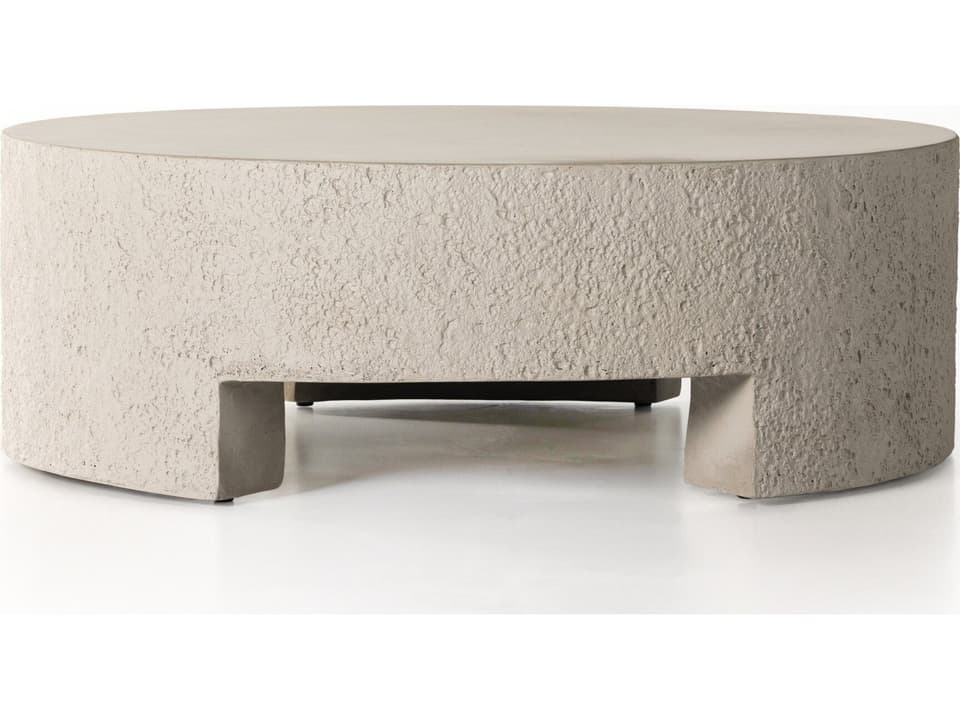 Constantine 48 Inch Round Concrete Coffee Table in Blanc White