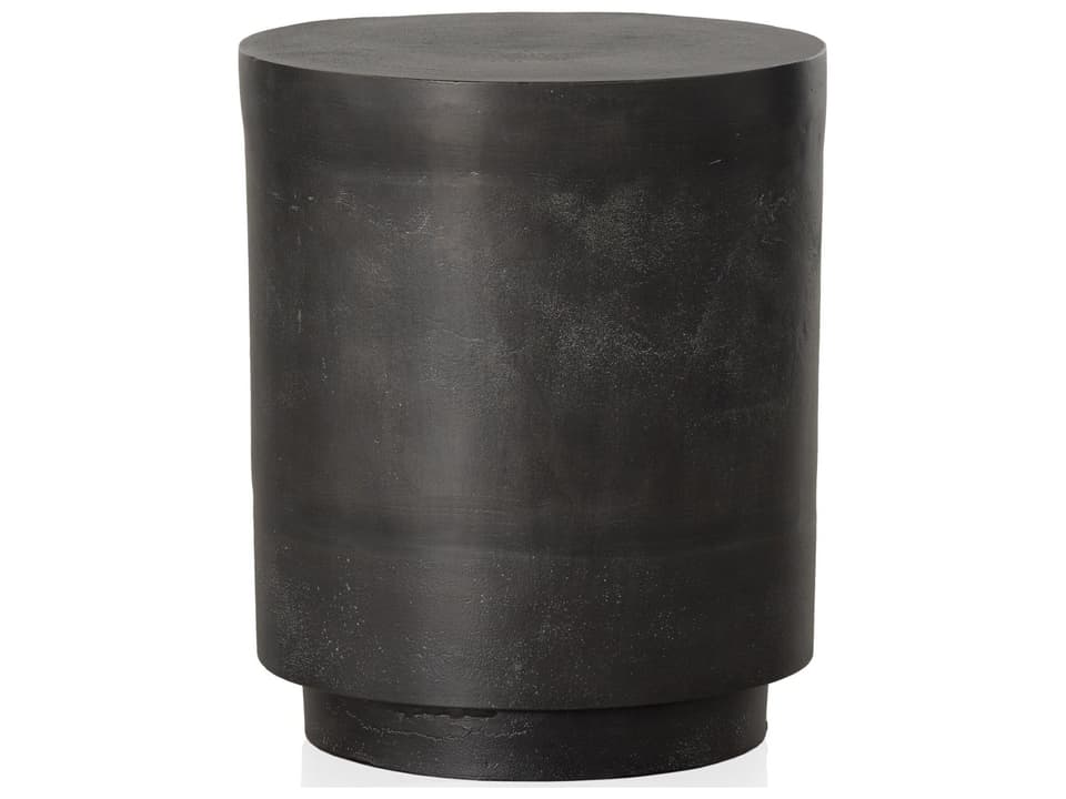 Javi Round Cast Aluminum End Table in Aged Grey