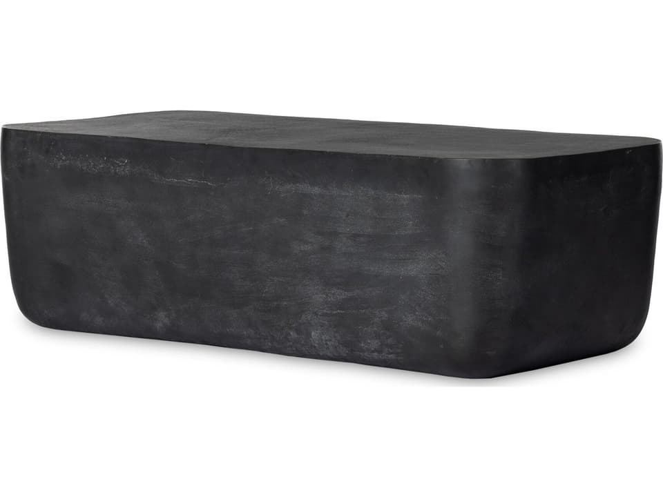 Basil Rectangular Cast Aluminum Coffee Table in Aged Grey