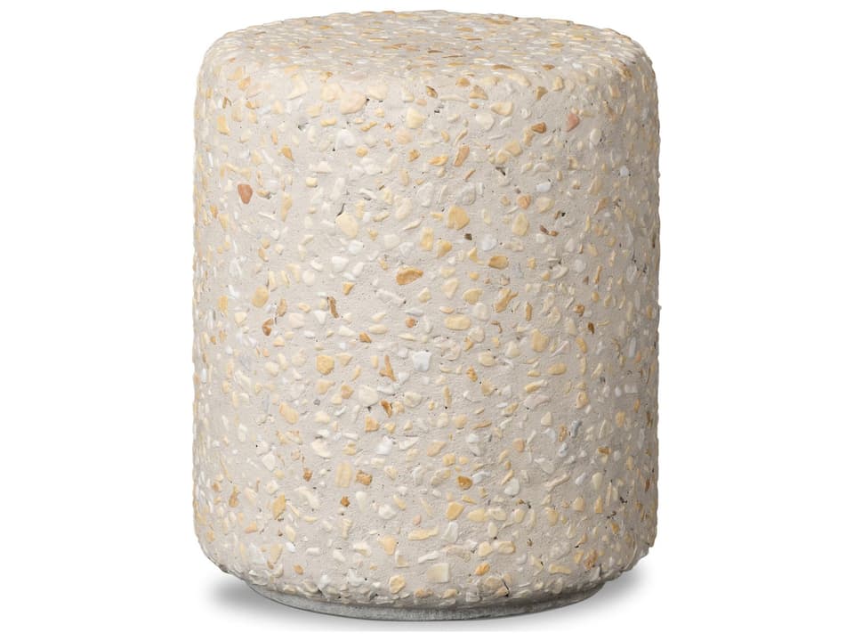 Orlan Round Outdoor End Table in Pure Terrazzo