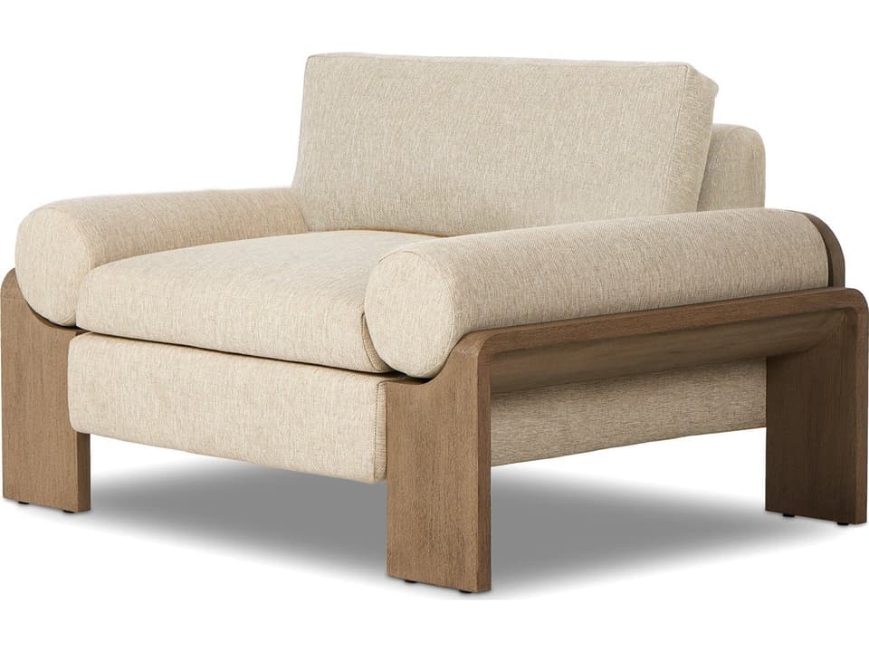 Pembrook Joette Teak Lounge Chair with Ellor Beige Olefin Cushions