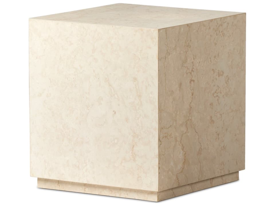 Oakland Square Outdoor End Table in Cream Marble