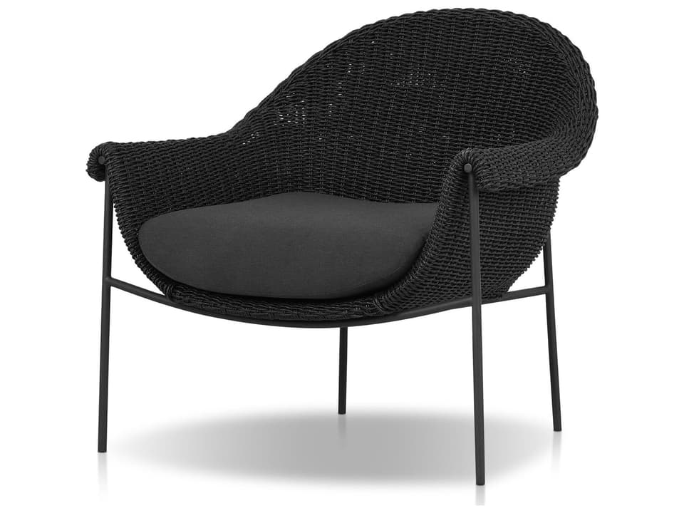 Grass Roots Suerte Polyethylene Wicker Accent Chair in Arashi Ink