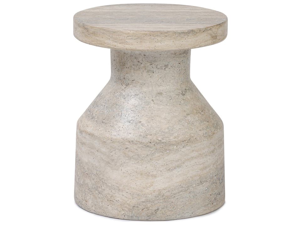 Odeon Round Concrete End Table in Textured Sandy Grey