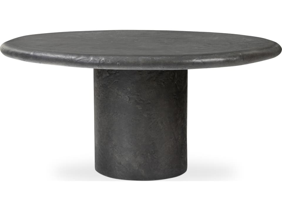 Chandler 34-Inch Round Concrete Coffee Table in Textured Black