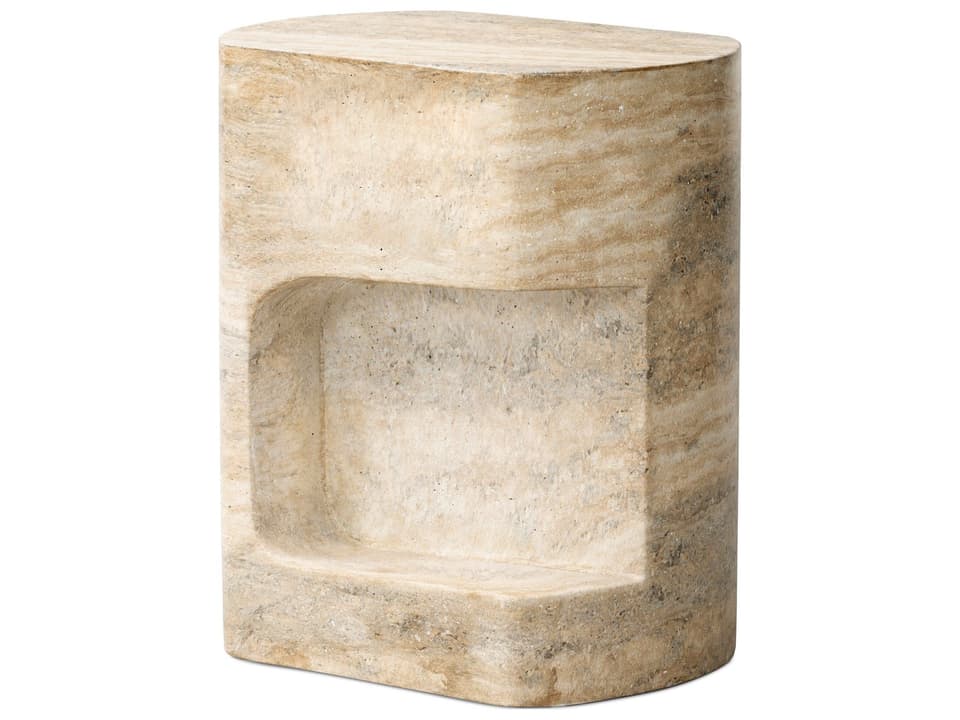 Chandler Oval Concrete End Table in Textured Sandy Grey