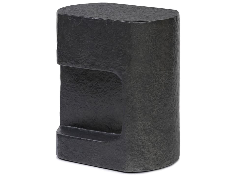 Four Hands Chandler Clementine Distressed Graphite Concrete Oval End Table