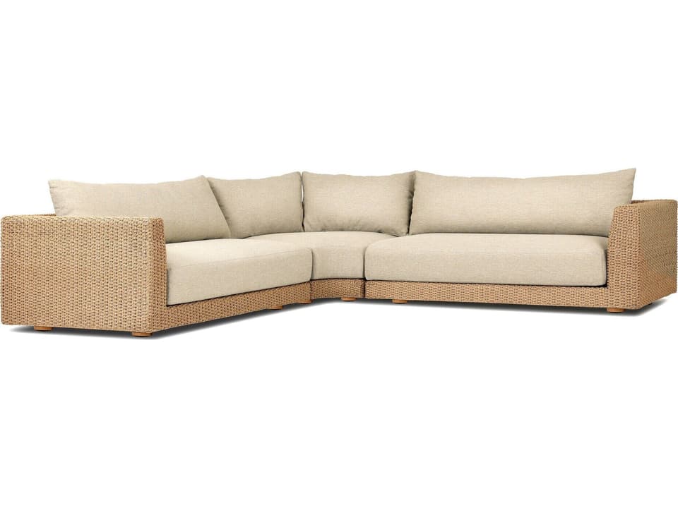Four Hands Sylvan 3-Piece Sectional with Faux Hyacinth Wicker