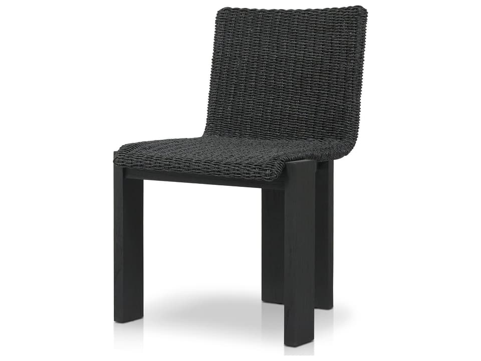 Roxy Dining Chair Faux Black Hyacinth with Teak Frame