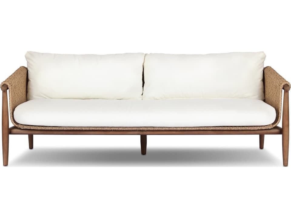 Globetrotter Outdoor Cambrie Teak Wicker Cushion Sofa in Arashi Salt