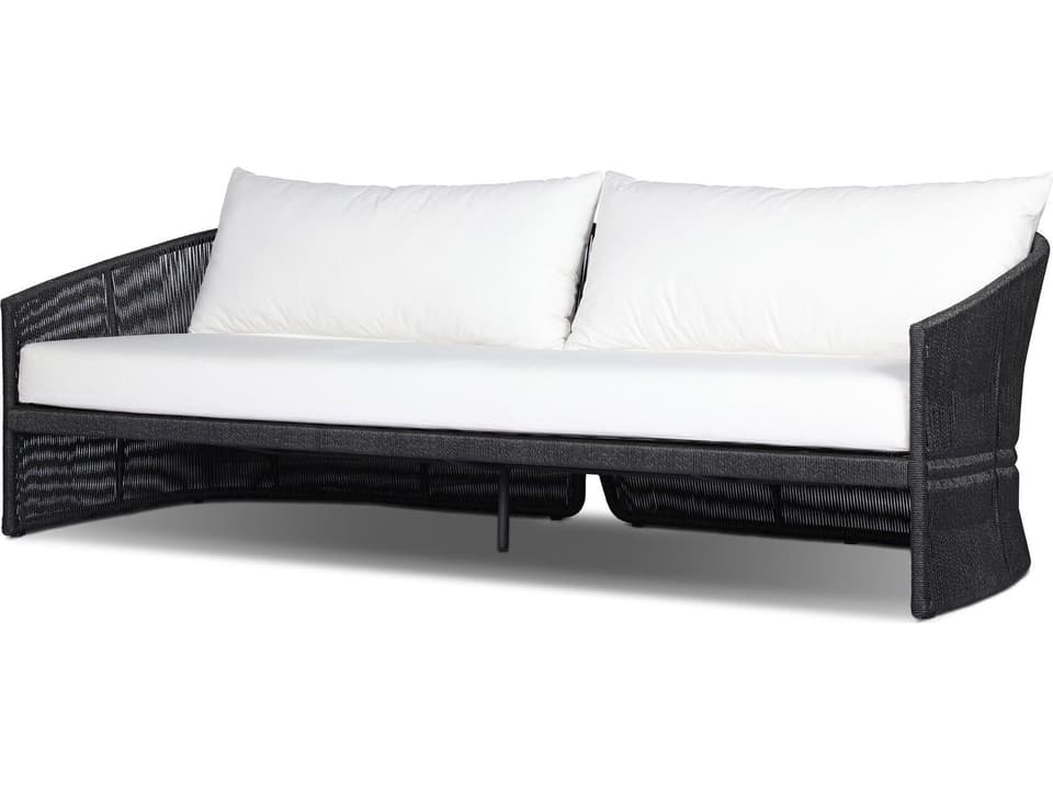 Mondira 97-Inch Faux Black Hyacinth Outdoor Sofa