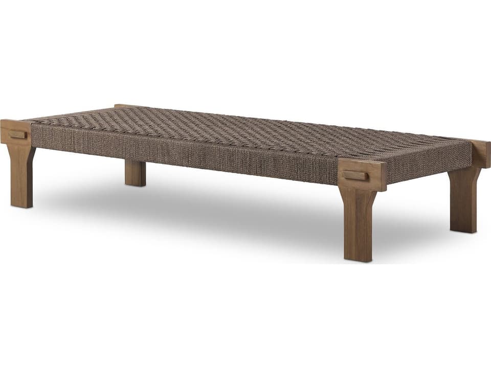 Moxie Rectangular Teak Coffee Table with Dark Textured Woven Top